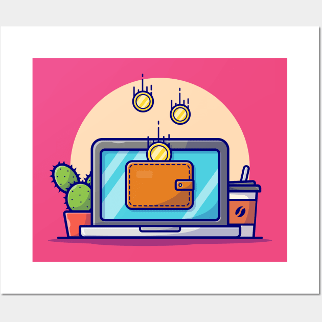 Online Payment Cartoon Vector Icon Illustration Wall Art by Catalyst Labs